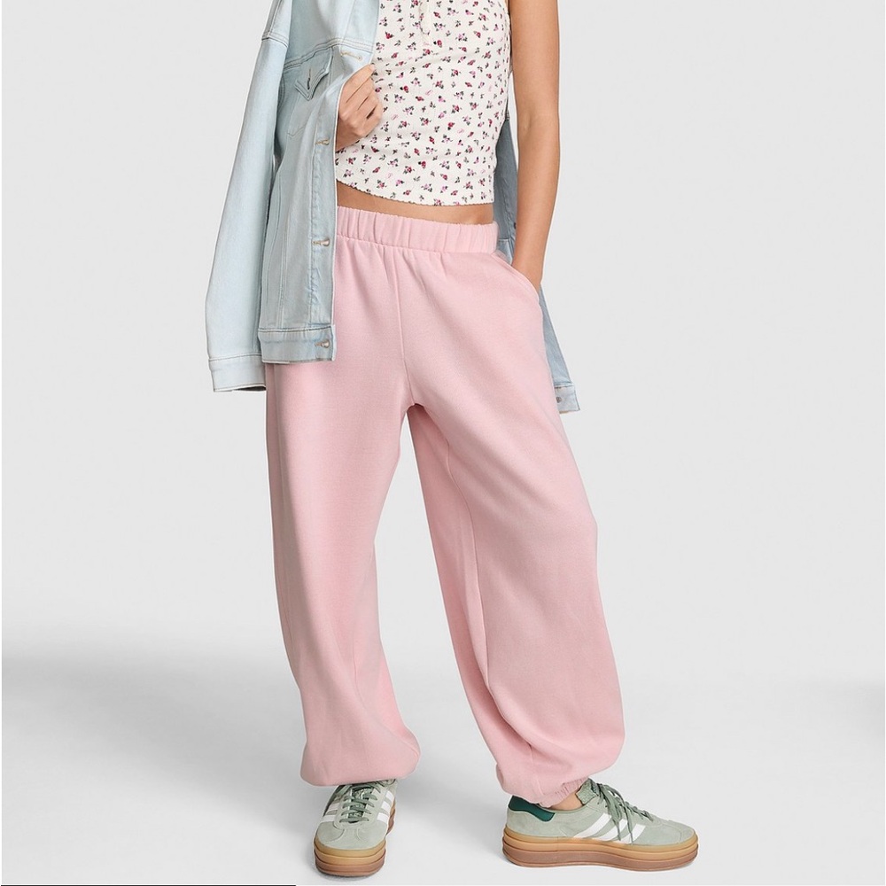 NWT PINK Victoria's Secret Light Pink Wide-Leg Pants baggy oversized fit